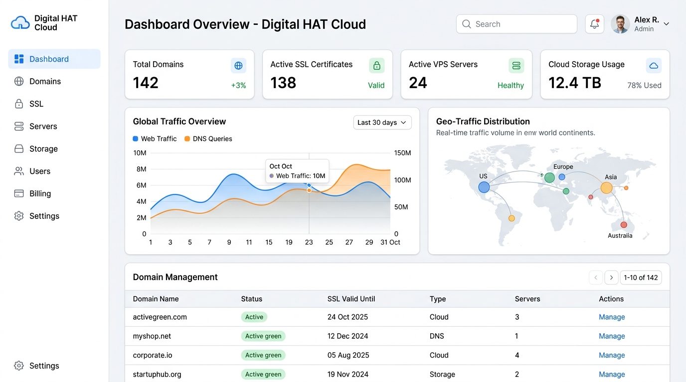 Digital HAT Cloud — Yeni Nesil Domain, Hosting & Yönetilen Bulut Platformu